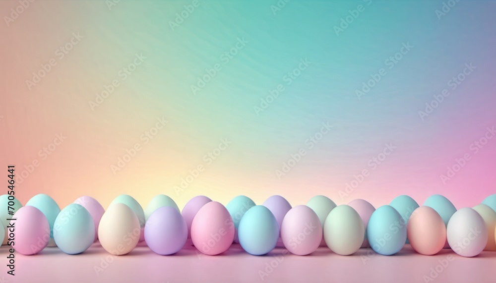a row of pastel colored eggs on a pink, blue, green, purple, and pink background with a pastel colored wall in the middle of the background. a row of pastel colored eggs on a pink, blue, green, purple, and pink background with a pastel colored wall in the middle of the background.