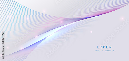 Abstract elegant white background with colorful dynamic wave lines and lighting effect.