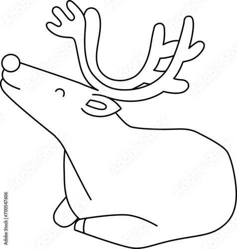 Cute reindeer cartoon standing, celebrating Christmas and New Year. Adorned with reindeer decorations, the reindeer is having fun during the festive Christmas season.