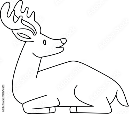 Cute reindeer cartoon laydown, celebrating Christmas and New Year. Adorned with reindeer decorations, the reindeer is having fun during the festive Christmas season.