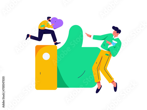 Virtual characters social communication concept business flat vector hand drawn illustration

