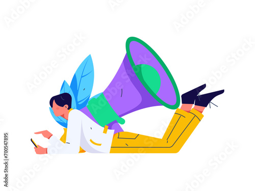 Virtual characters social communication concept business flat vector hand drawn illustration
