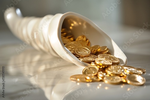 GeGolden coins cascading from the horn of plenty.nerated image