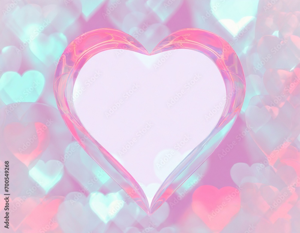 Valentine's day watercolour background with pink pastel hearts and copyspace. 