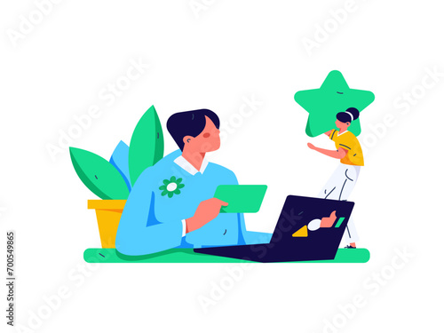 Virtual characters social communication concept business flat vector hand drawn illustration
