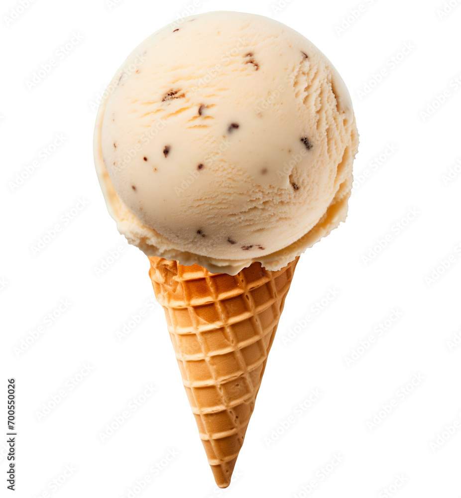 vanilla ice cream cone on a transparent background for summer dessert concept vanilla ice cream cone on a transparent background for summer dessert concept