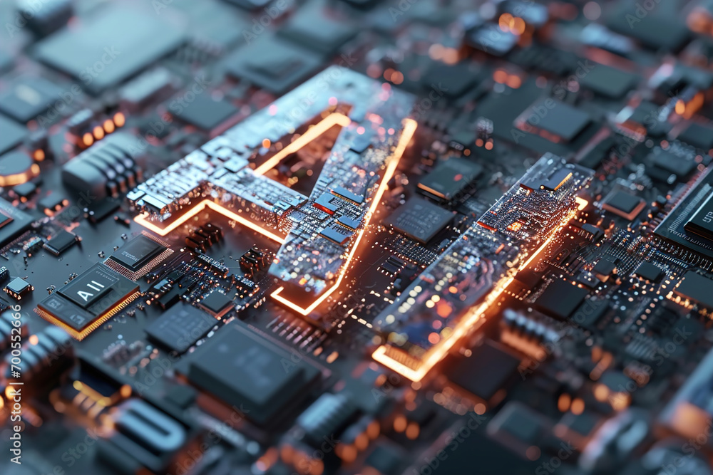 Electronic board with chip and text Electronic board with chip and text