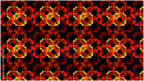 The black background with red and yellow patterns gives a luxurious and strong impression.