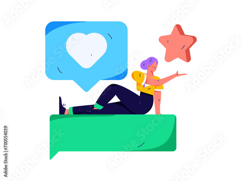 Virtual characters social communication concept business flat vector hand drawn illustration

