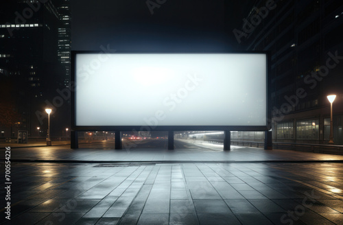 White advertising billboard near the train station, generative AI