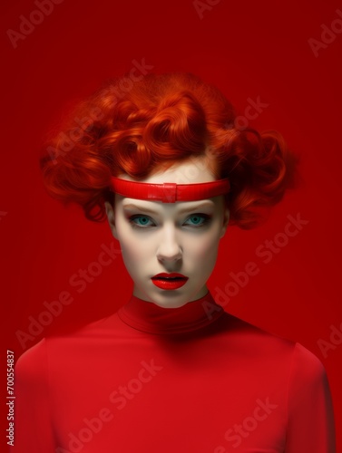 Portrait of a beautiful woman with red hair. Beauty, fashion.