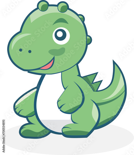 Cartoon green dinosaur on white background  Vector illustration of Cartoon Dinosaur Character  Dinosaurs logo 