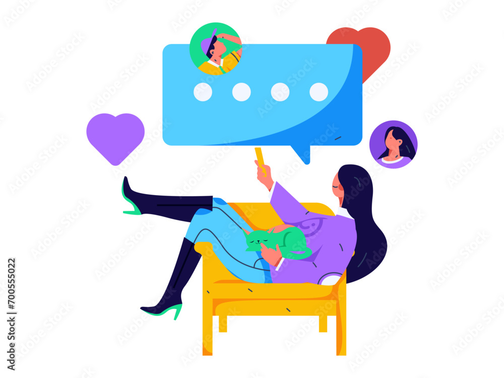 Virtual characters social communication concept business flat vector hand drawn illustration
Virtual characters social communication concept business flat vector hand drawn illustration