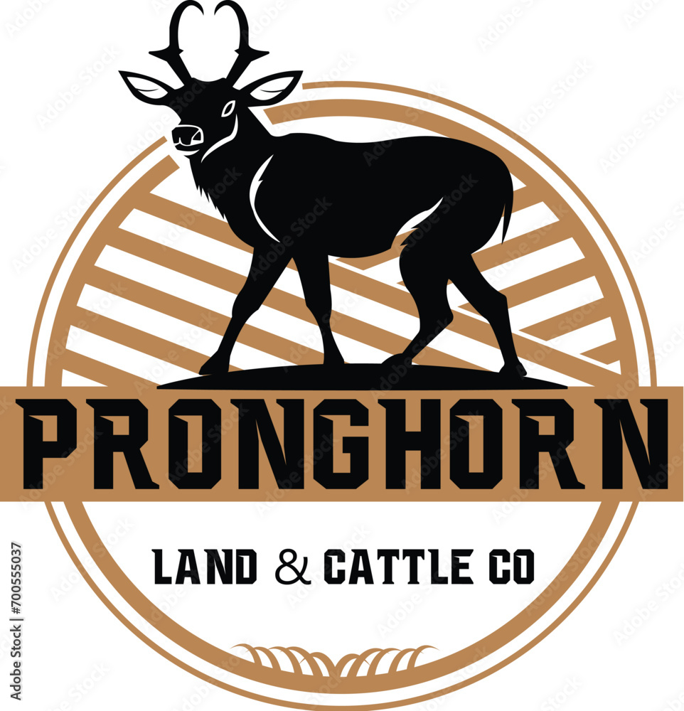 pronghorn farm logo, pronghorn farm logo design illustration, pronghorn ...