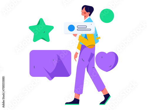 Virtual characters social communication concept business flat vector hand drawn illustration 