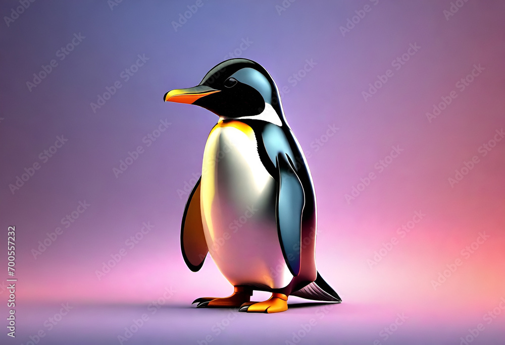 Naklejka premium cute penguin on minimal background