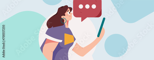 Virtual characters social communication concept business flat vector hand drawn illustration
