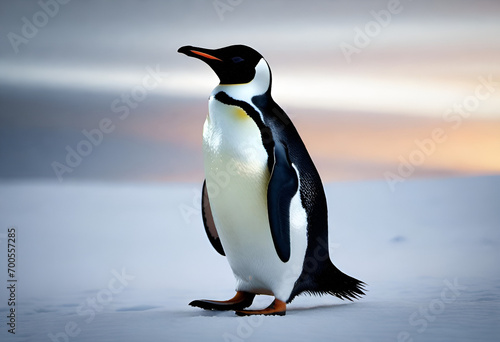 cute penguin on minimal background