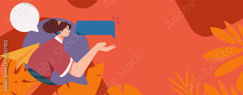 Virtual characters social communication concept business flat vector hand drawn illustration
