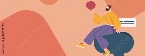 Virtual characters social communication concept business flat vector hand drawn illustration
