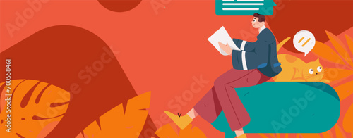 Virtual characters social communication concept business flat vector hand drawn illustration
