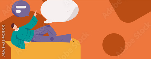 Virtual characters social communication concept business flat vector hand drawn illustration
