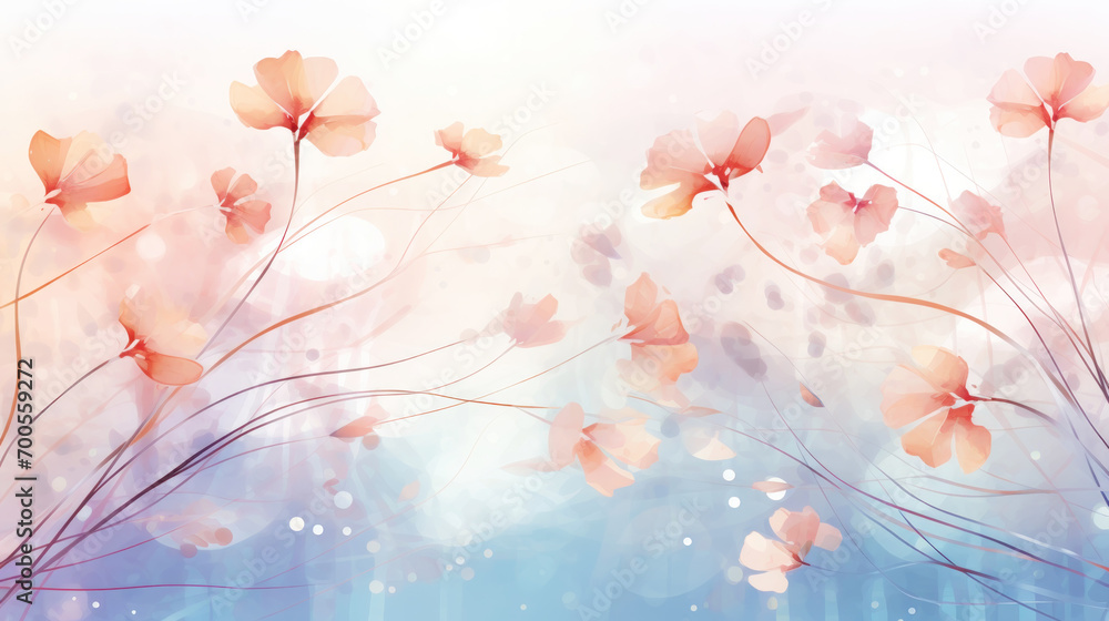 Elegant tiny flowers transparent watercolour background. Pastel colour palette. Generative AI