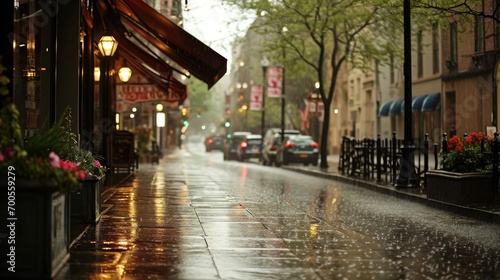 Rainy Day Street Scene, A street on a rainy day