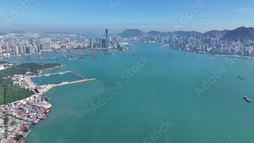 Ngong Shuen Chau Naval Base Victoria Harbour ,a strategic military facility located in Hong Kong with dockyards equipped to accommodate naval vessels, frigates and patrol boats ,an ideal outpost  photo