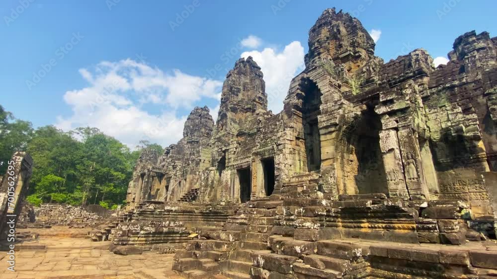 The three-level Mount Bayon Temple, a temple of the Khmer civilization, located on the territory of Angkor in Cambodia The three-level Mount Bayon Temple, a temple of the Khmer civilization, located on the territory of Angkor in Cambodia