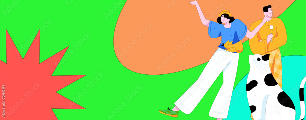 Fototapeta premium Virtual characters social communication concept business flat vector hand drawn illustration 