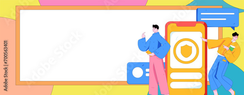 Virtual characters social communication concept business flat vector hand drawn illustration
