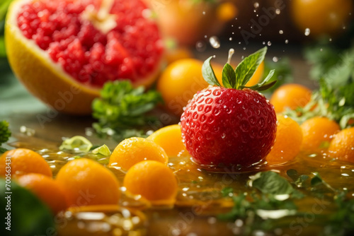 Slices of oranges and a grapefruits and mint as a background.