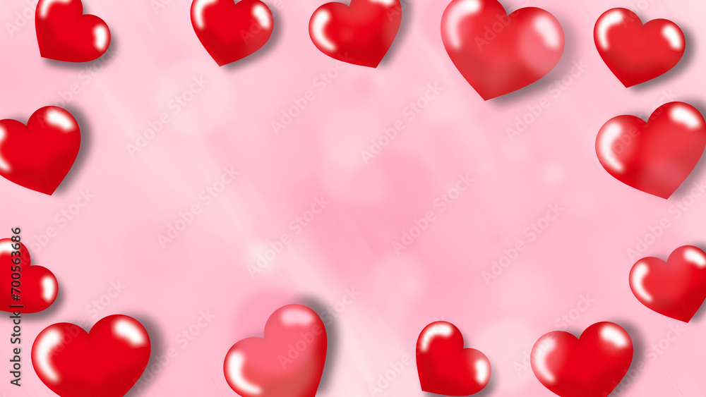Obraz premium Happy Valentine's Day background with red heart, and blue star elements. copy space with concept for design