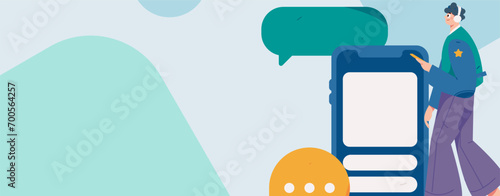 Virtual characters social communication concept business flat vector hand drawn illustration
