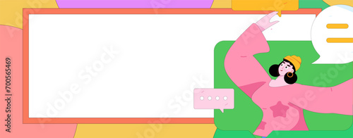 Virtual characters social communication concept business flat vector hand drawn illustration
