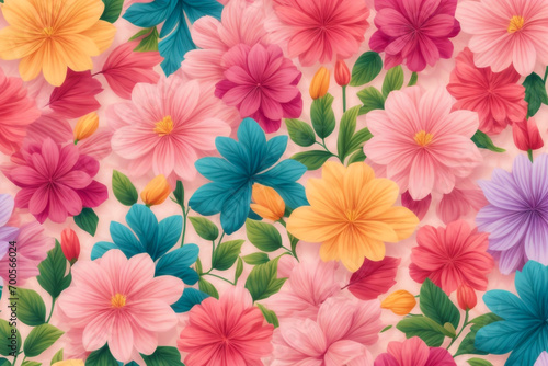 Brilliant and Colorful Flower Pattern in Vector Design of Radiant Florals