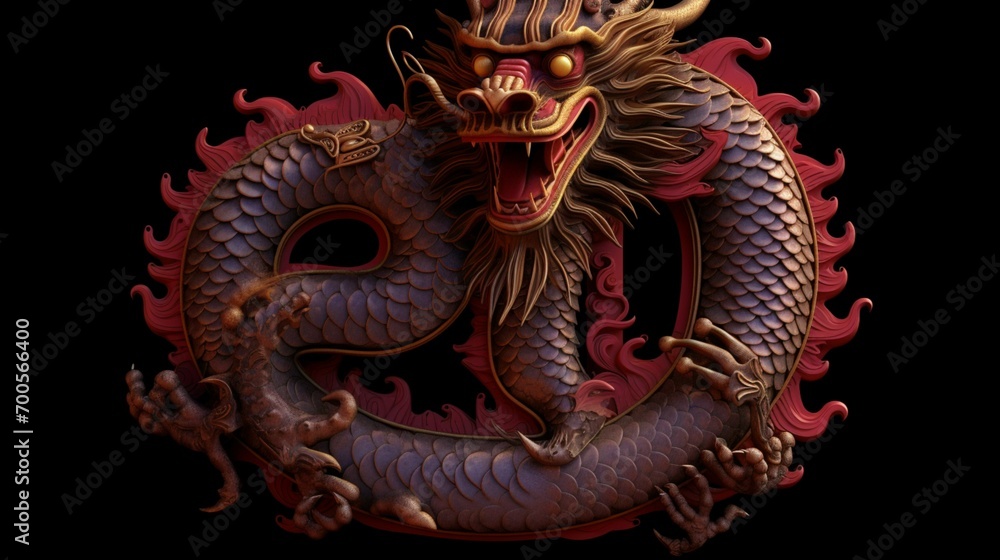 Fototapeta premium 2024 New Year design template with a dragon Ai Generative