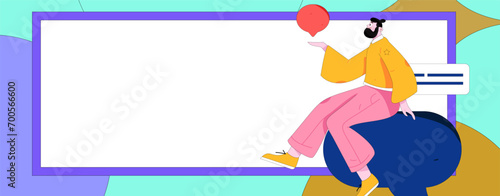 Virtual characters social communication concept business flat vector hand drawn illustration
