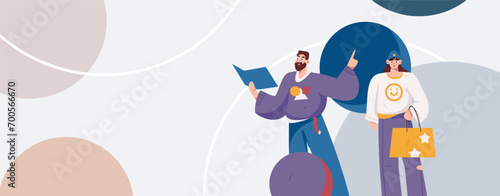 Virtual characters social communication concept business flat vector hand drawn illustration
