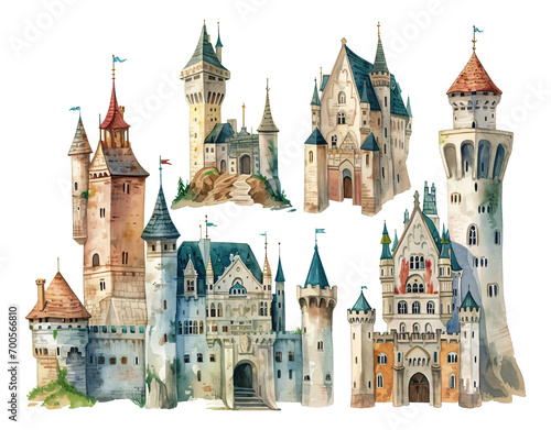 the castle watercolor texture decorative stickers photo