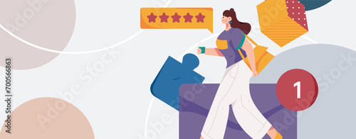Virtual characters social communication concept business flat vector hand drawn illustration
