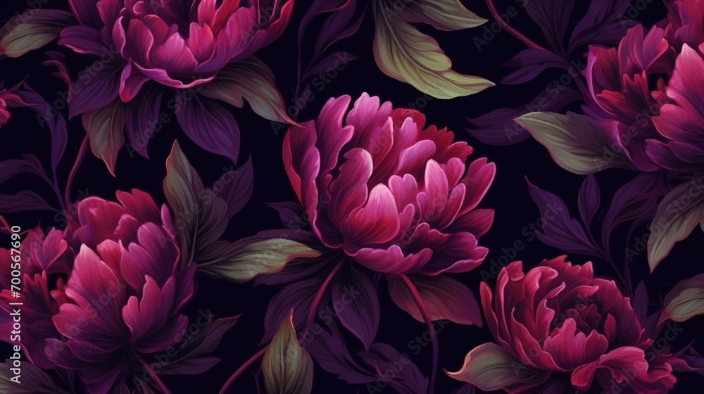 Seamless vector background with dark purple red peon Ai Generative Seamless vector background with dark purple red peon Ai Generative