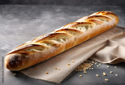 French bakery baguette on minimal background