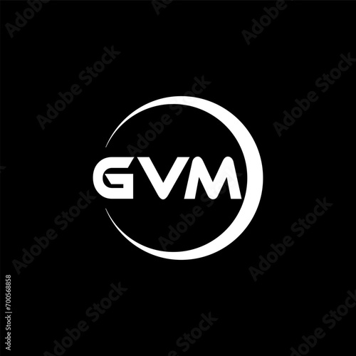 GVM letter logo design with black background in illustrator, cube logo, vector logo, modern alphabet font overlap style. calligraphy designs for logo, Poster, Invitation, etc.