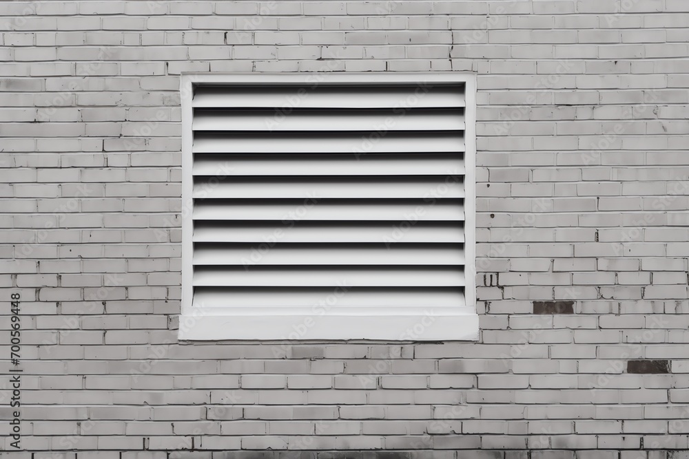 a white vent in a brick wall