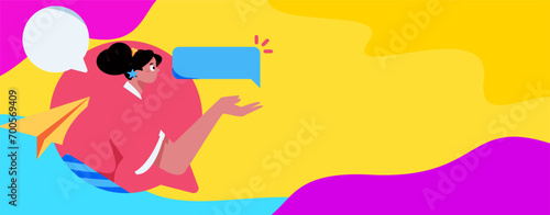 Virtual characters social communication concept business flat vector hand drawn illustration

