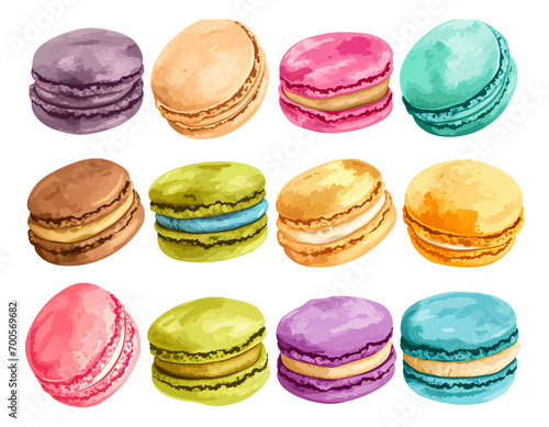 colorful macaroons watercolor texture decorative stickers