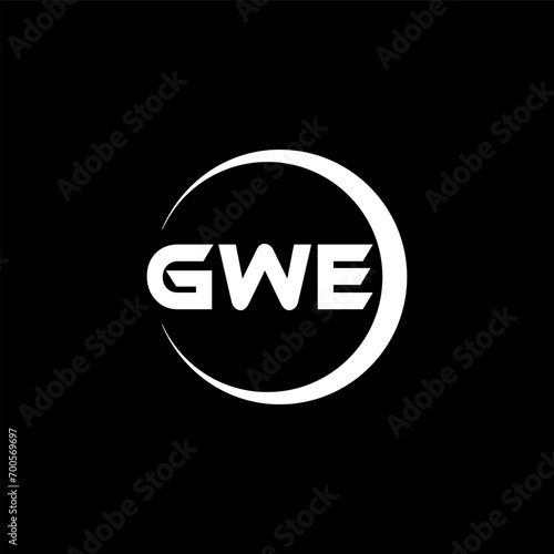 GWE letter logo design with black background in illustrator, cube logo, vector logo, modern alphabet font overlap style. calligraphy designs for logo, Poster, Invitation, etc.