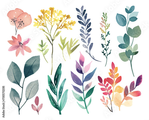 watercolor texture set of flowers